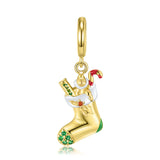 S925 Sterling Silver Gold-Plated Christmas Stockings Pendant
