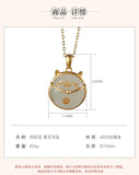 Sterling Silver Plated Natural Hetian Jade Pendant National Tide Coins Cat