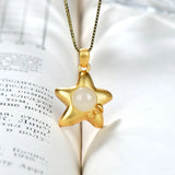 S925 Silver Plated Hetian Jade Pendant XINGX Five-pointed star Ladies Pendant