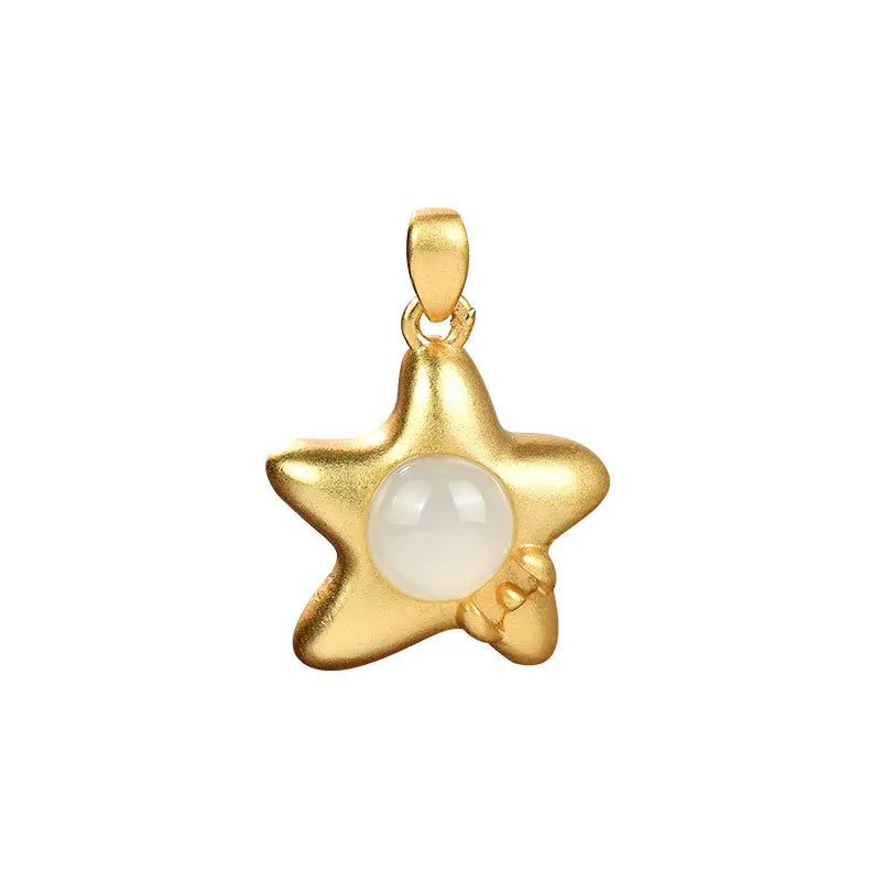 S925 Silver Plated Hetian Jade Pendant XINGX Five-pointed star Ladies Pendant