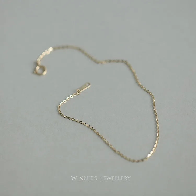 S925 Sterling Silver Gold-Plated Bracelet Very Thin Bare Chain