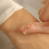 S925 Blue Zircon Cut-Out Bracelet - Minimalist Gold-Plated
