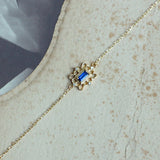 S925 Silver Gold-Plated Bracelet Women's Sapphire Palace Square
