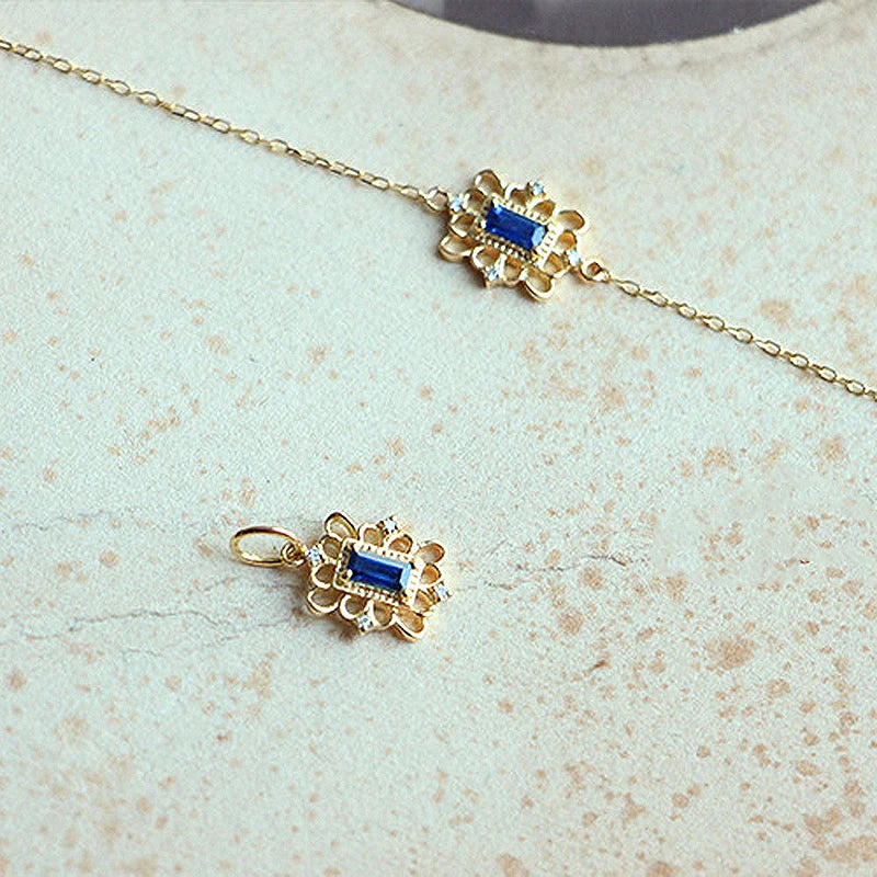S925 Silver Gold-Plated Bracelet Women's Sapphire Palace Square