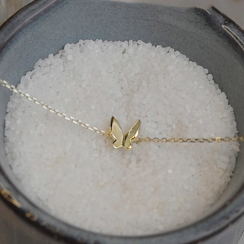 S925 Sterling Silver Gold-Plated Butterfly Bracelet Female