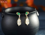 S925 Sterling Silver Gold-Plated Hetian Jade Gourd Earrings