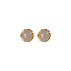 S925 Sterling Silver Gold-Plated Hetian Jade Ear Studs