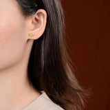 S925 Sterling Silver Gold-Plated Hetian Jade Ear Studs