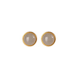 S925 Sterling Silver Gold-Plated Hetian Jade Ear Studs