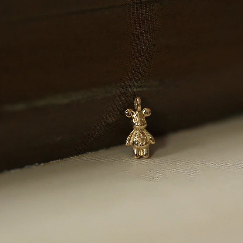 S925 Sterling Silver Gold-Plated Mouse Pendant Birthday Ornaments