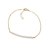 925 Silver Gold-Plated Pearl Bracelet Women's Jewelry