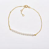 925 Silver Gold-Plated Pearl Bracelet Women's Jewelry