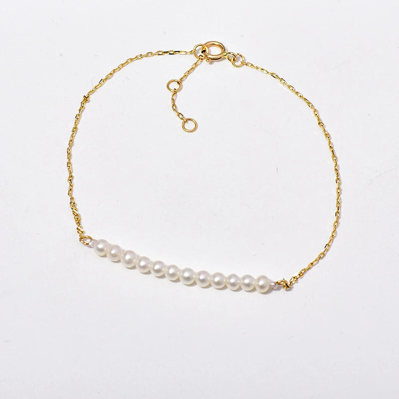 925 Silver Gold-Plated Pearl Bracelet Women's Jewelry