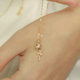 S925 Sterling Silver Gold-Plated Rose Necklace Female Student Pendant