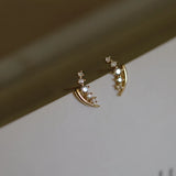 S925 Gold-Plated Wheat Spike Earrings Japanese Women's Pair
