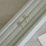 S925 Gold-Plated Wheat Spike Earrings Japanese Women's Pair
