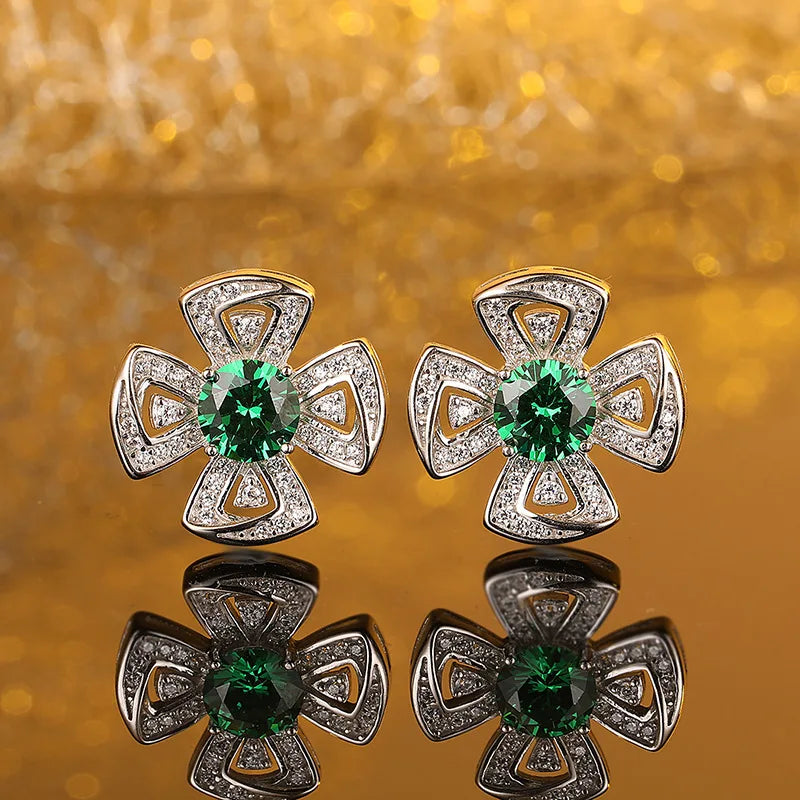 925 Sterling Silver Carbon Diamond Ice Cut Earrings Set