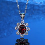S925 Silver Carbon Diamond Fan Necklace with Gemstones