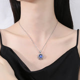 S925 Silver Carbon Diamond Fan Necklace with Gemstones