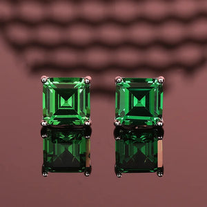 S925 Sterling Silver Green Gem Earrings Ice Cut Wedding Jewelry