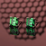 S925 Sterling Silver Green Gem Earrings Ice Cut Wedding Jewelry
