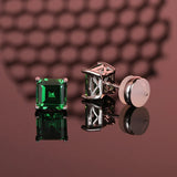 S925 Sterling Silver Green Gem Earrings Ice Cut Wedding Jewelry