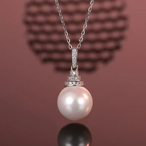 S925 Silver Carbon Diamond Ice Cut Pearl Necklace Women