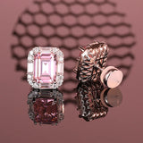 S925 Silver Carbon Diamond Pink Gem Earrings
