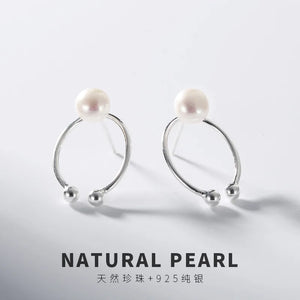 S925 Silver Natural Pearl Lady Ear Studs Earrings