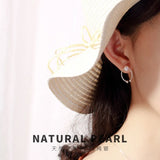 S925 Silver Natural Pearl Lady Ear Studs Earrings