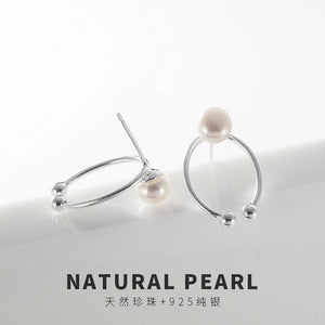 S925 Silver Natural Pearl Lady Ear Studs Earrings