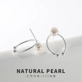 S925 Silver Natural Pearl Lady Ear Studs Earrings