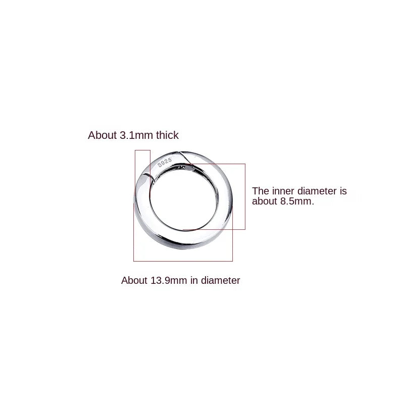 S925 Sterling Silver DIY Accessories Mechanical Buckle Round Button