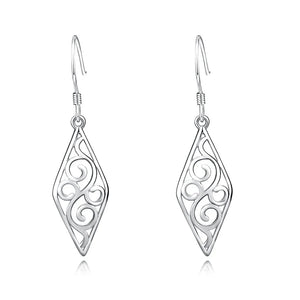S925 Sterling Silver Diamond-Shaped Drop Earrings