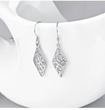 S925 Sterling Silver Diamond-Shaped Drop Earrings