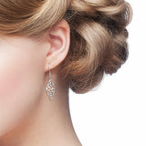 S925 Sterling Silver Diamond-Shaped Drop Earrings