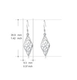 S925 Sterling Silver Diamond-Shaped Drop Earrings