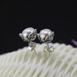 S925 Sterling Silver Lady Beauty Pearl Earrings