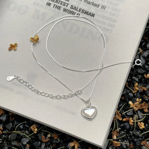 S925 Love Shell Pendant Necklace Adjustable Clavicle Chain