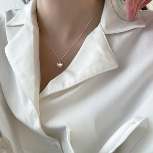 S925 Love Shell Pendant Necklace Adjustable Clavicle Chain