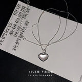 S925 Love Shell Pendant Necklace Adjustable Clavicle Chain