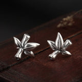 925 Silver Matte Ethnic Bamboo Retro Earrings