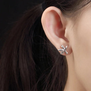 925 Silver Matte Ethnic Bamboo Retro Earrings
