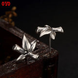 925 Silver Matte Ethnic Bamboo Retro Earrings