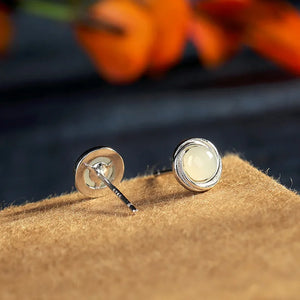 S925 Sterling Silver Hetian Jade Inlaid Earrings