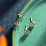 S925 Sterling Silver Hetian Jade Inlaid Earrings