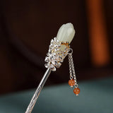 S925 Sterling Silver Natural Hotan Magnolia Tiara Retro Charm Hair Jewelry