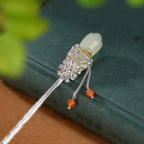 S925 Sterling Silver Natural Hotan Magnolia Tiara Retro Charm Hair Jewelry
