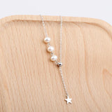 S925 Silver Freshwater Pearl Star Necklace Adjustable Clavicle Chain
