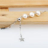 S925 Silver Freshwater Pearl Star Necklace Adjustable Clavicle Chain